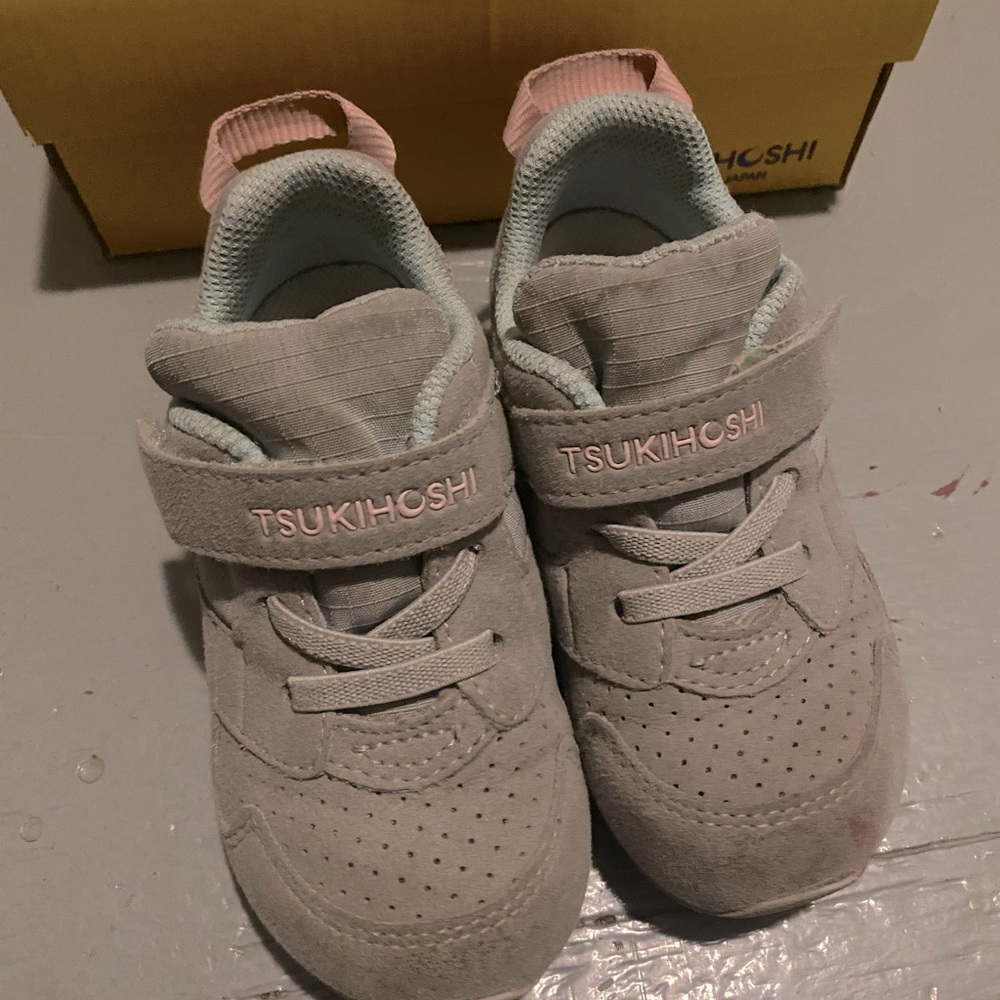 Tsukihoshi Racer toddler shoes size US 7.5 in Gray/Pink